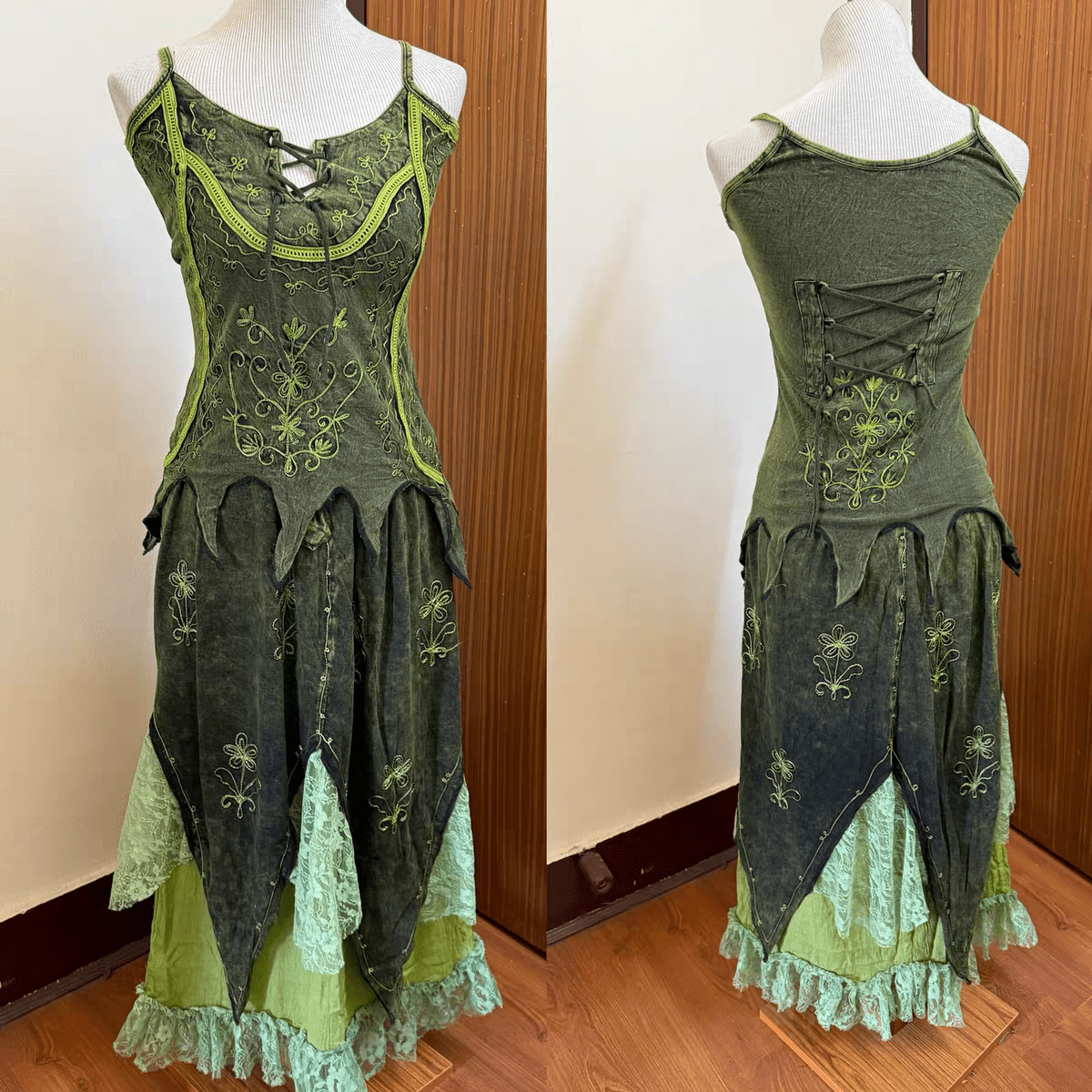 Handmade Mosslight Bohemian Fairy Dress - MYSILVERWIND