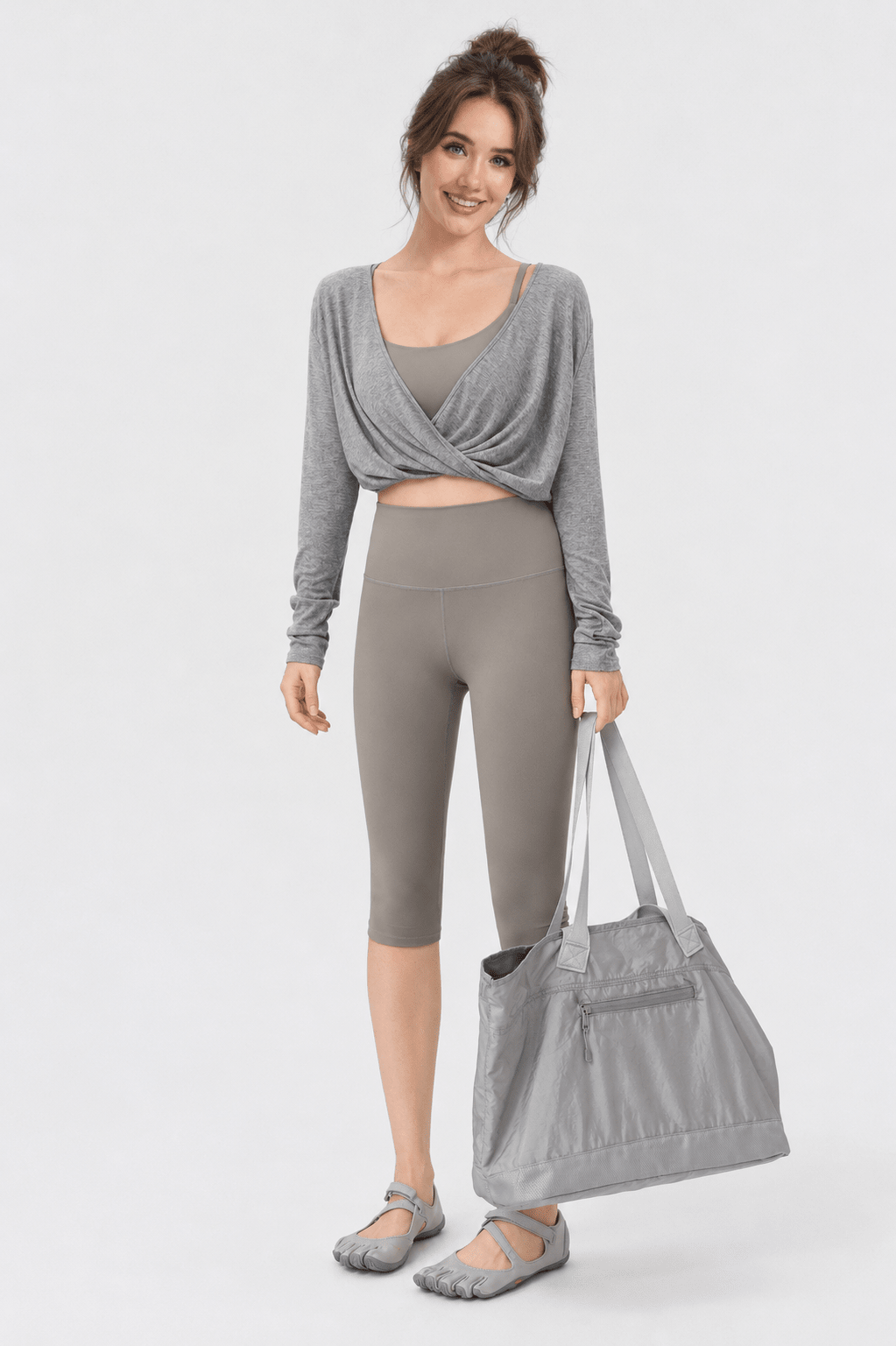 Heather Flow Draped Wrap Top - MYSILVERWIND