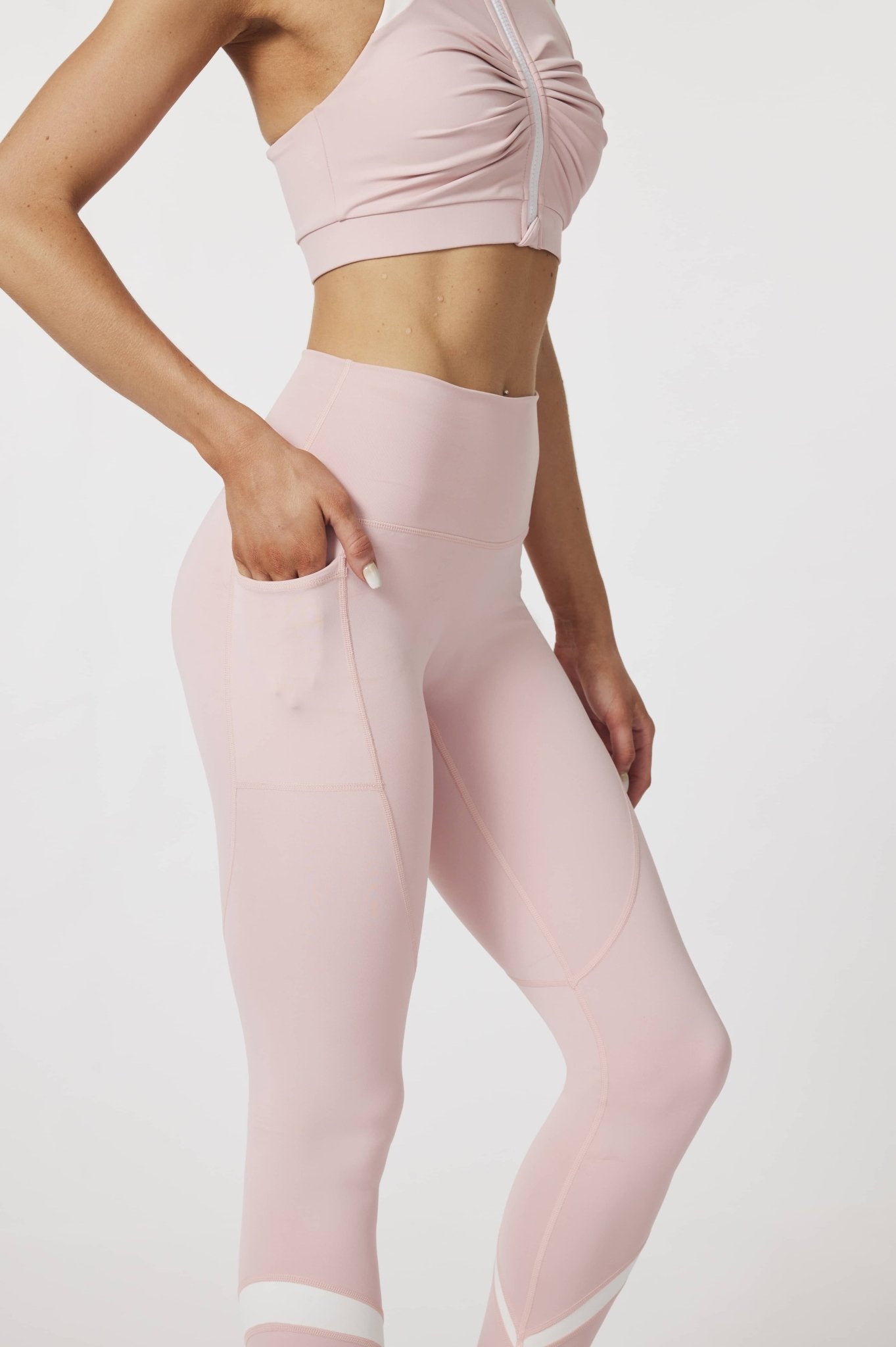 HeyCloud High - waisted Colourblock Leggings - Carnation Pink - MYSILVERWIND