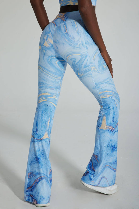 Illusion Flare Leggings - Ocean Blue - MYSILVERWIND