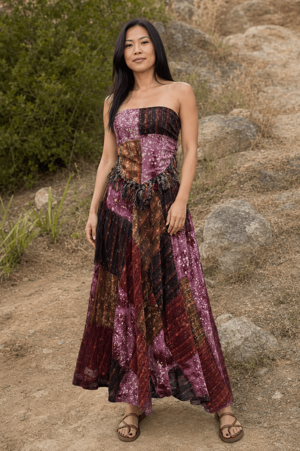 Indigo Stardust Patchwork Maxi Dress - MYSILVERWIND