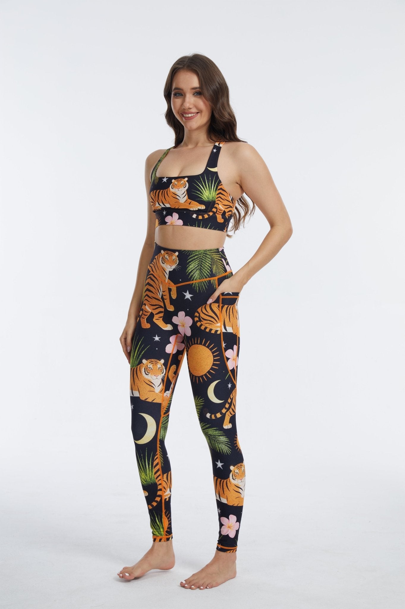 Jungle Reverie High - waisted Leggings With Pockets - MYSILVERWIND