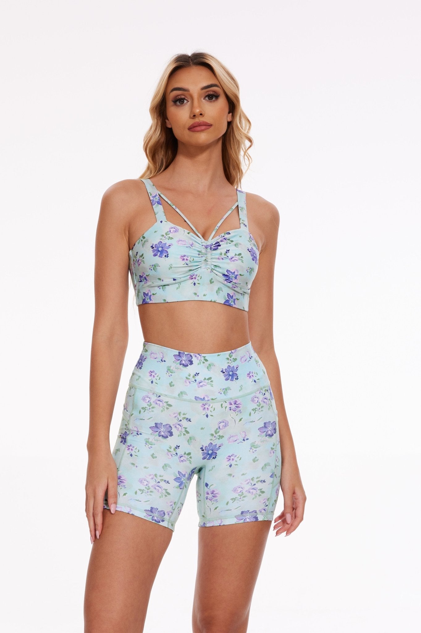 Lavender Petal Strappy Sports Bra - MYSILVERWIND