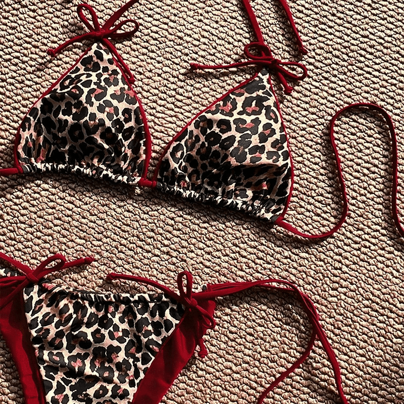Leopard Tie Side Bikini Top/Bottom - MYSILVERWIND