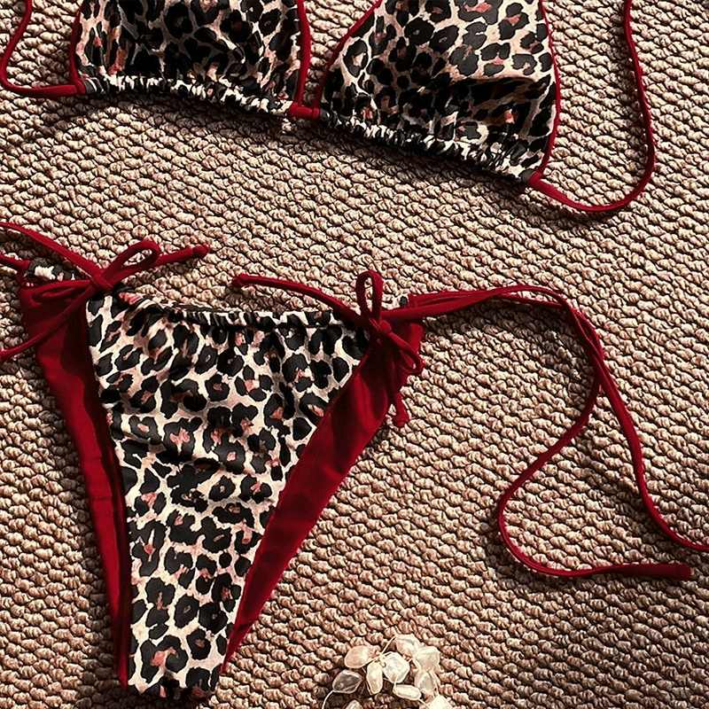 Leopard Tie Side Bikini Top/Bottom - MYSILVERWIND