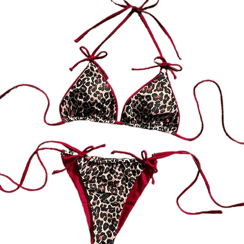 Leopard Tie Side Bikini Top/Bottom - MYSILVERWIND