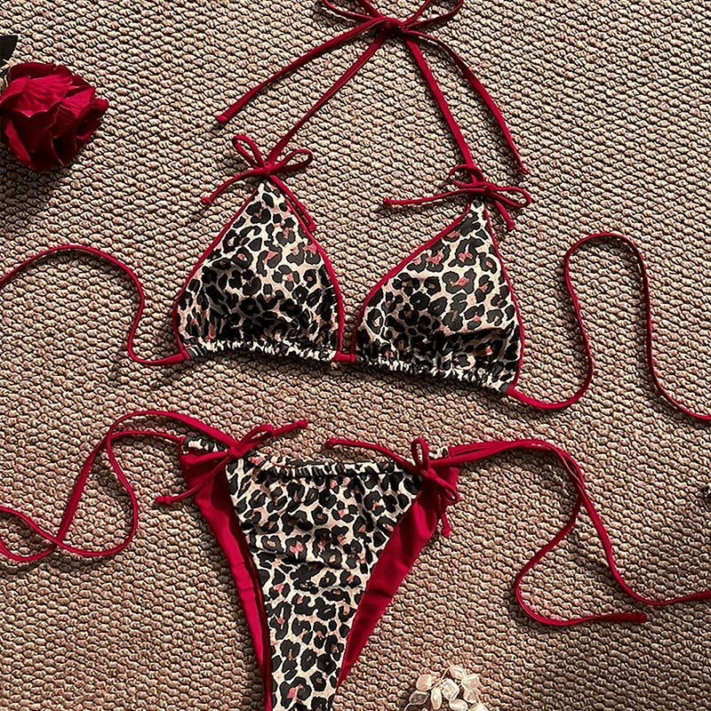 Leopard Tie Side Bikini Top/Bottom - MYSILVERWIND