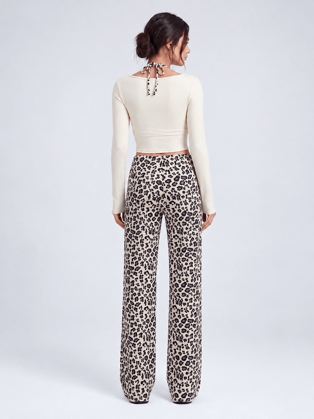 Leovelle Leopard-Print Layered Long-Sleeve Yoga Top - MYSILVERWIND