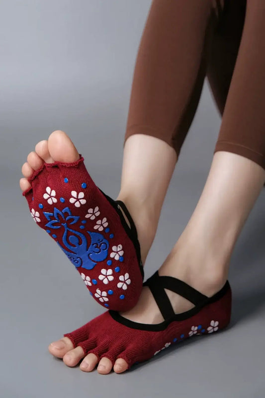 LotusGrip Five-Toe Yoga & Pilates Grip Socks - MYSILVERWIND