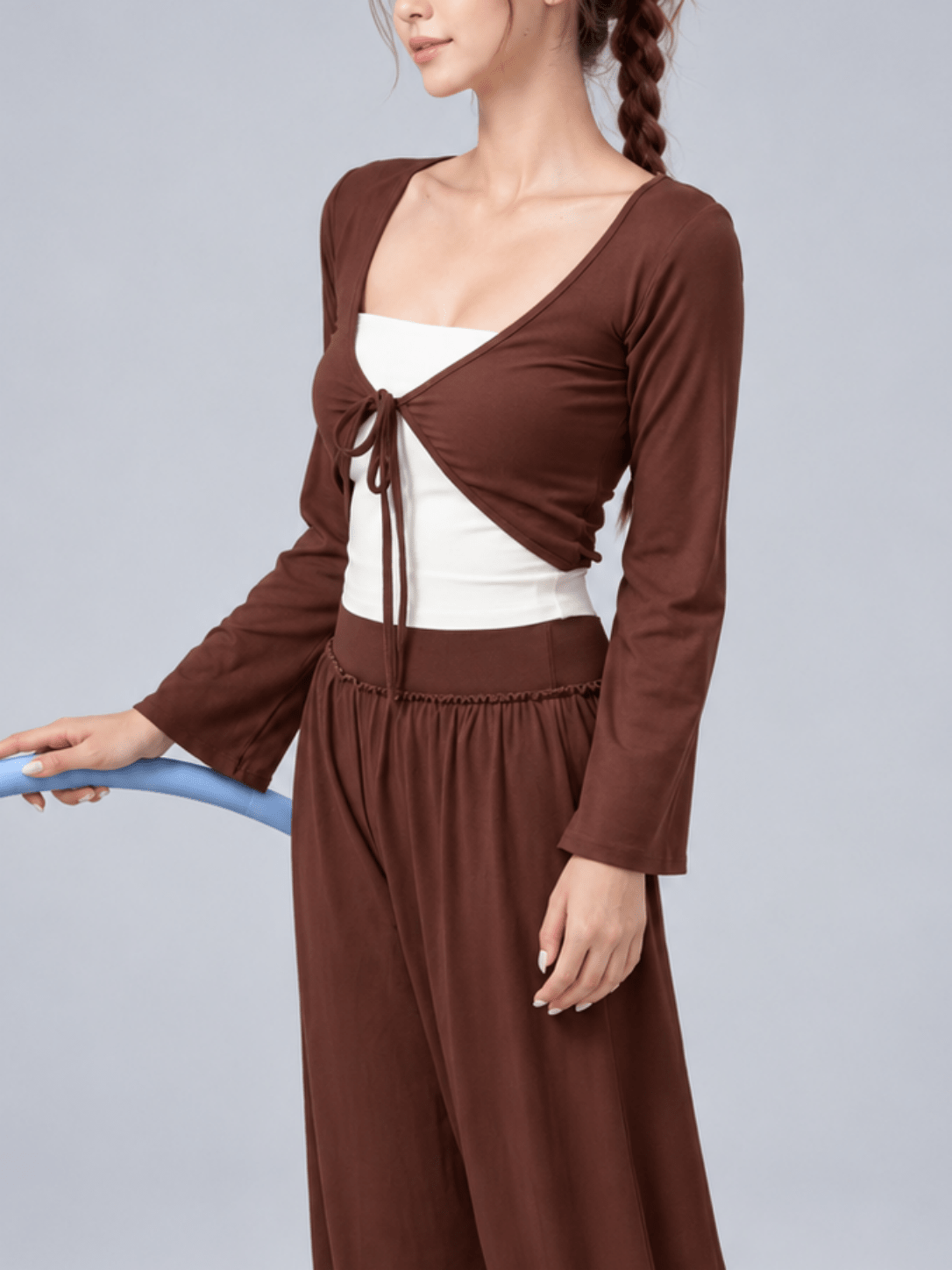 Lunelle Cropped Tie-Front Yoga Cardigan - MYSILVERWIND