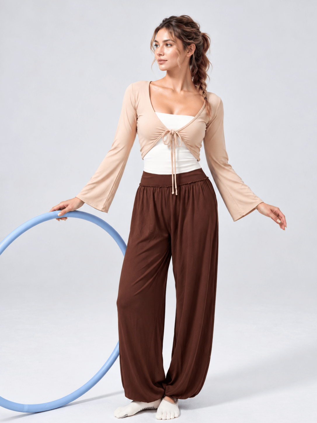 Lunelle Cropped Tie-Front Yoga Cardigan - MYSILVERWIND