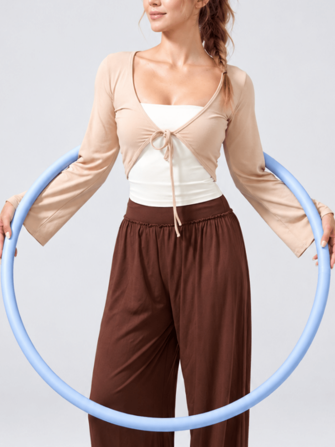 Lunelle Cropped Tie-Front Yoga Cardigan - MYSILVERWIND