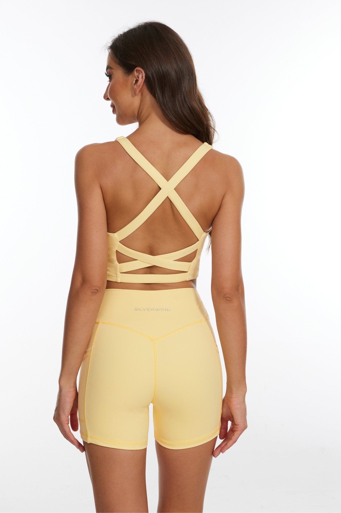 LuxeCool Ruched Bust Tank Bra - Cream Yellow - MYSILVERWIND