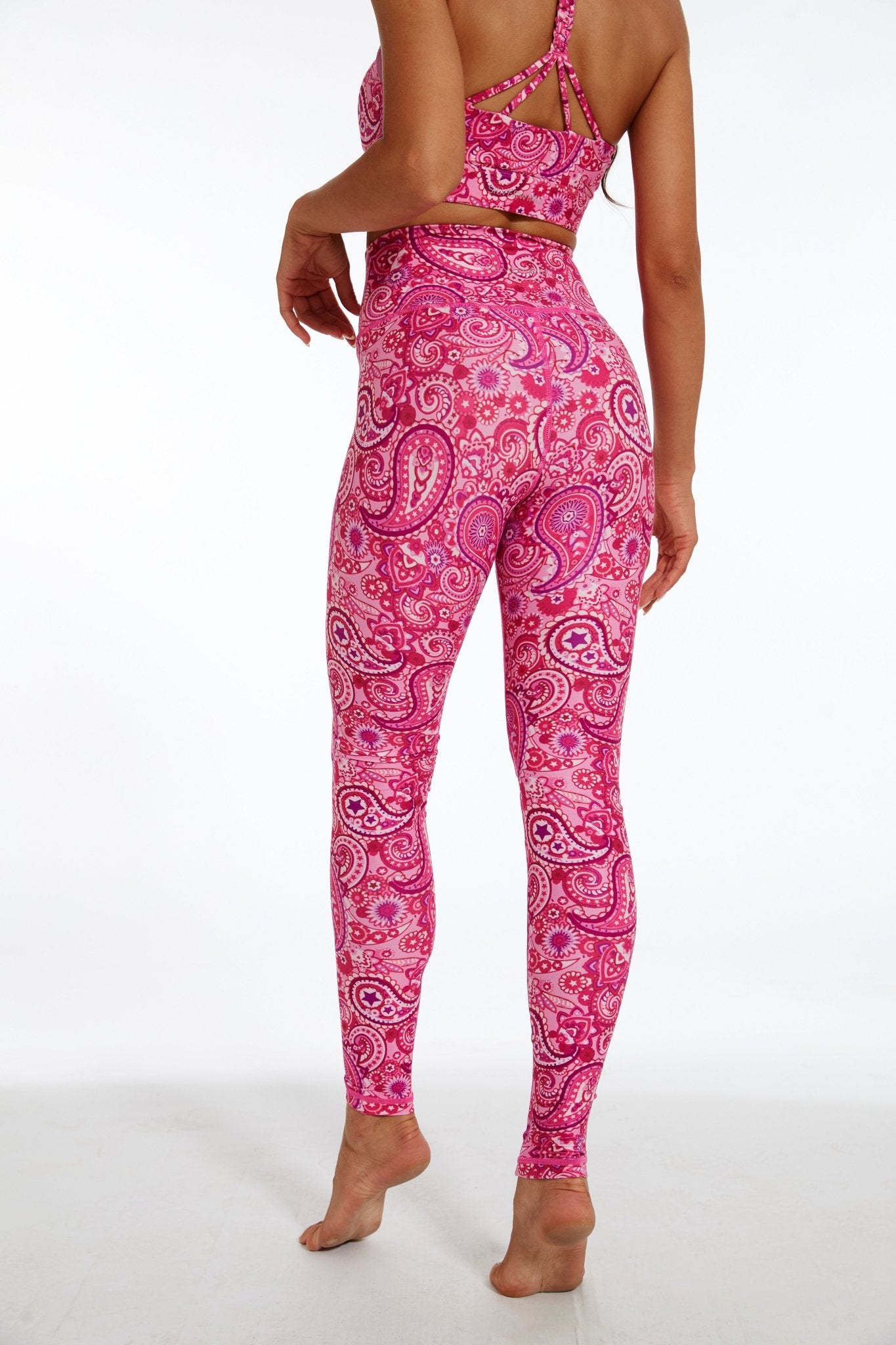 Magenta Paisleys High - waisted Leggings - MYSILVERWIND