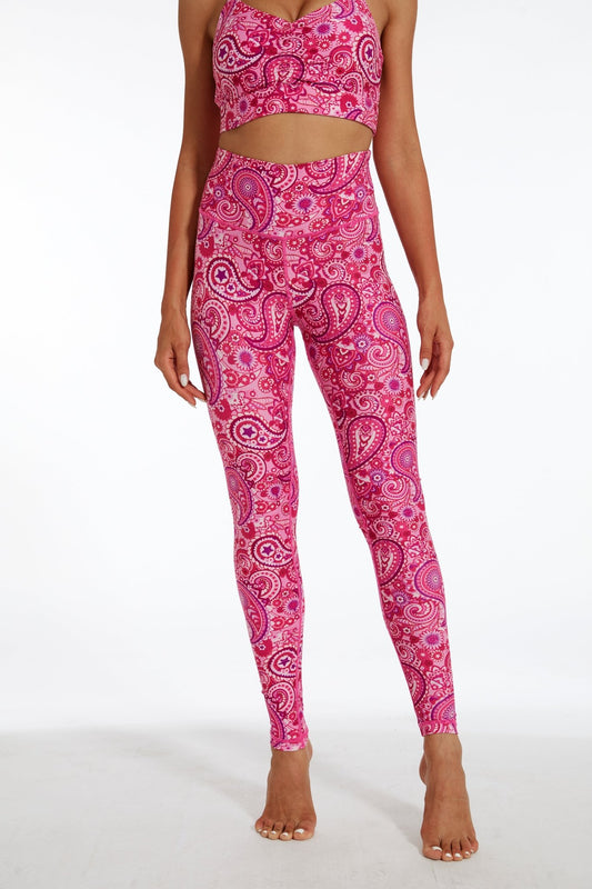 Magenta Paisleys High - waisted Leggings - MYSILVERWIND