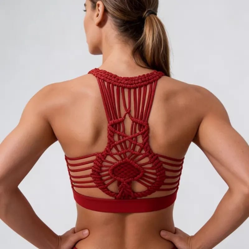 Mandala Handwoven Back Crop Top - Wine Red - MYSILVERWIND