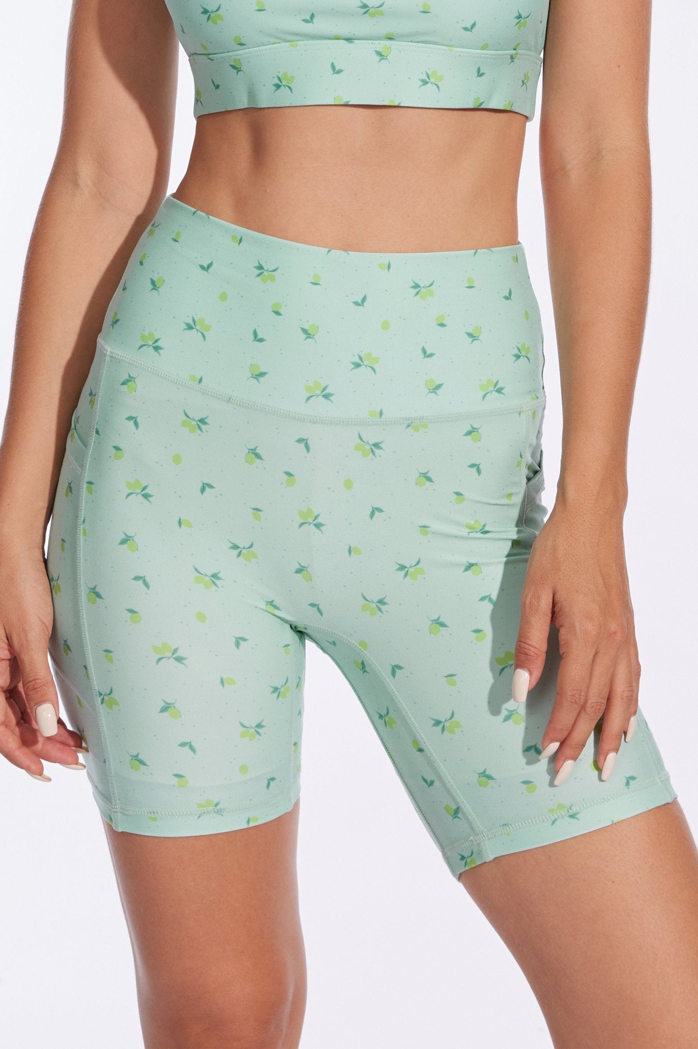 Mint Green Lemon High - waisted Shorts - MYSILVERWIND