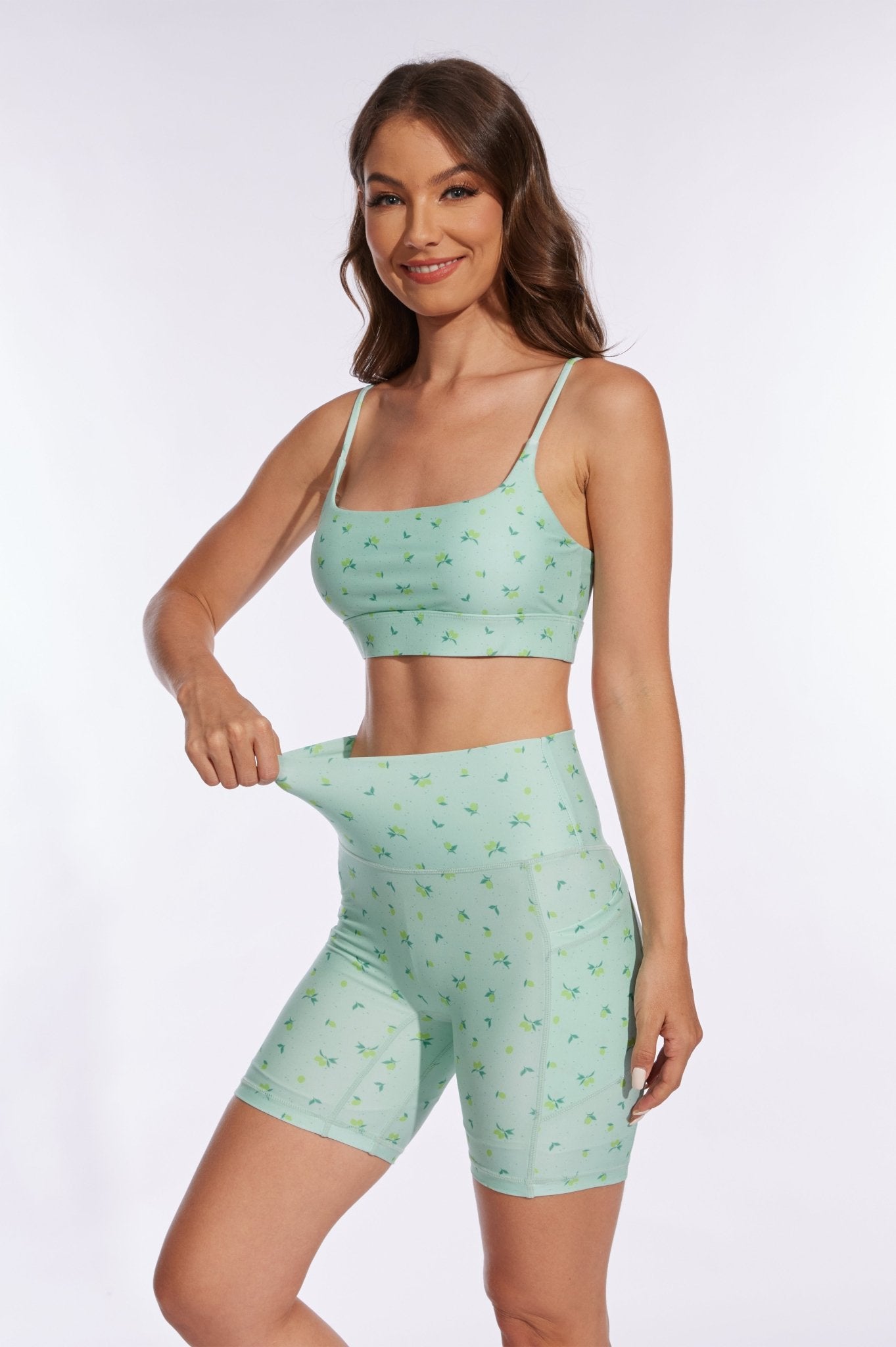 Mint Green Lemon High - waisted Shorts - MYSILVERWIND