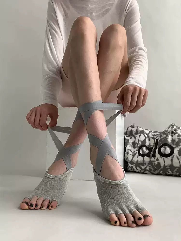 Muse Open - Toe Ballet Wrap Strap Yoga Socks - MYSILVERWIND