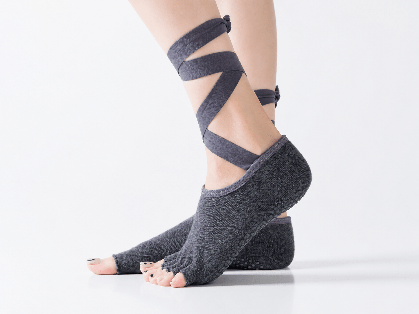 Muse Open - Toe Ballet Wrap Strap Yoga Socks - MYSILVERWIND