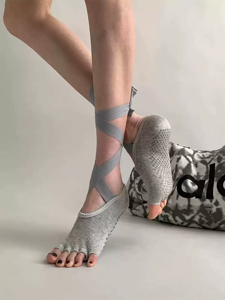 Muse Open - Toe Ballet Wrap Strap Yoga Socks - MYSILVERWIND