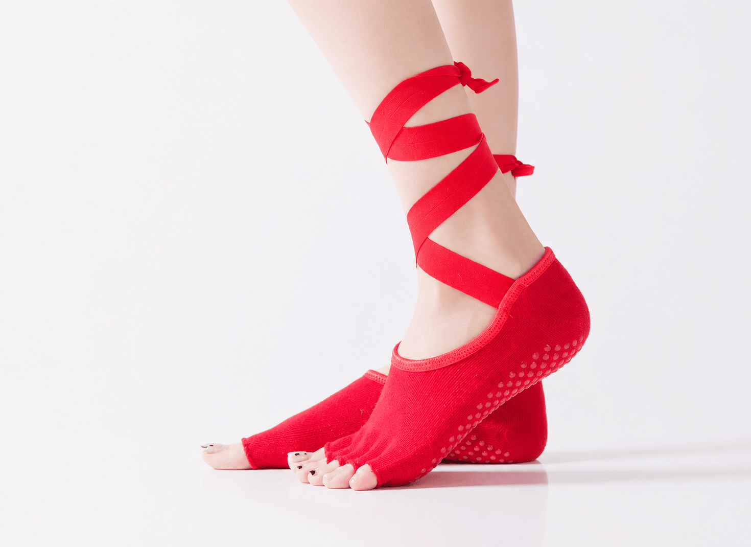 Muse Open - Toe Ballet Wrap Strap Yoga Socks - MYSILVERWIND