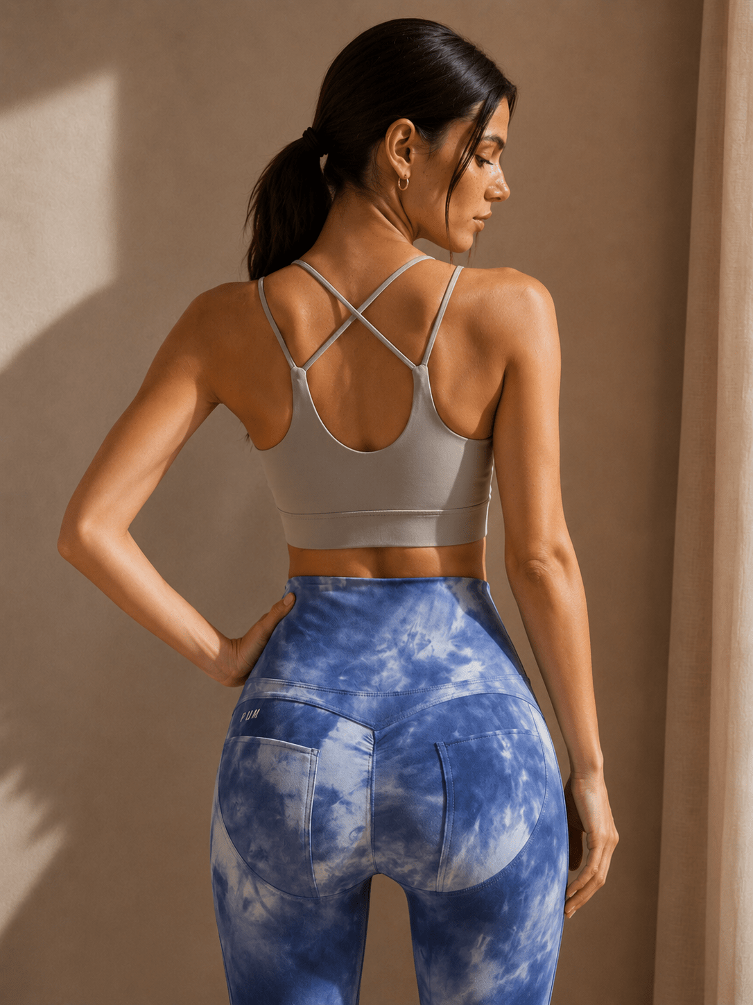 Nyra Twist Knot Cross - Back Sports Bra - Light Gray - MYSILVERWIND