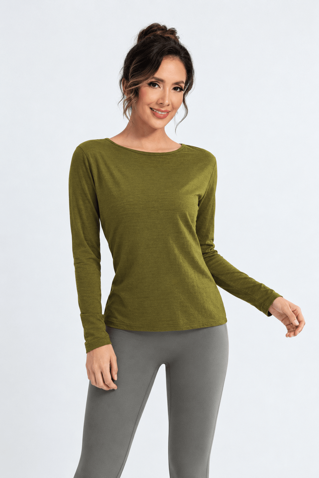Olive Twist-Back Long Sleeve Top - MYSILVERWIND