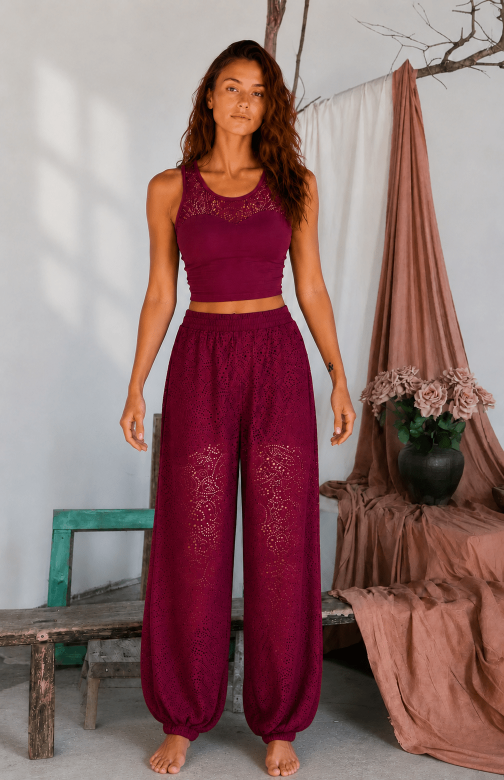 Ornate Flow Paisley Padded Bra - Magenta - MYSILVERWIND