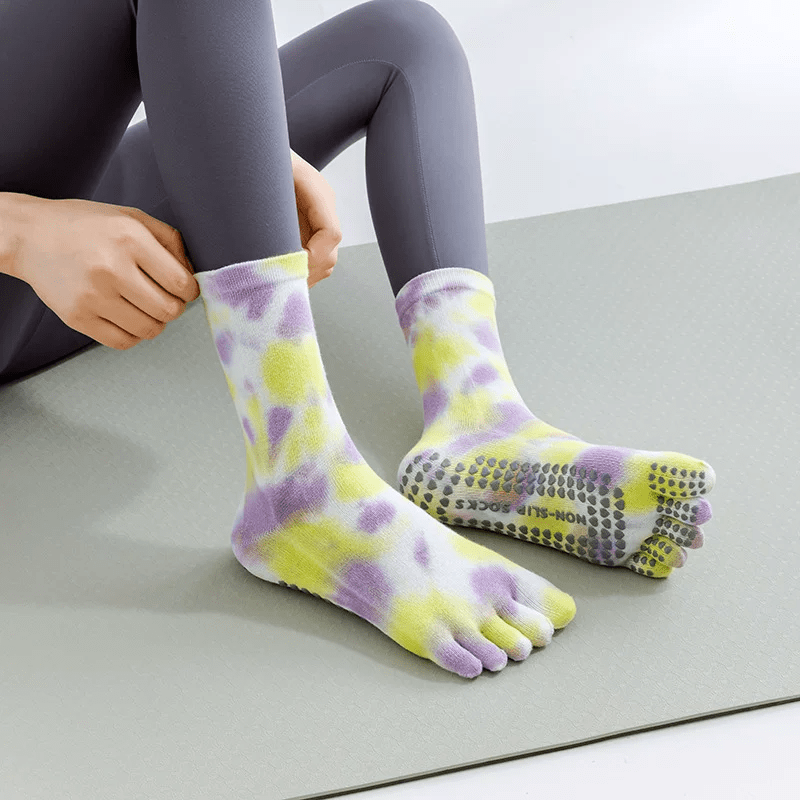 Pastel Tie - Dye Five - Toe Yoga Socks - MYSILVERWIND