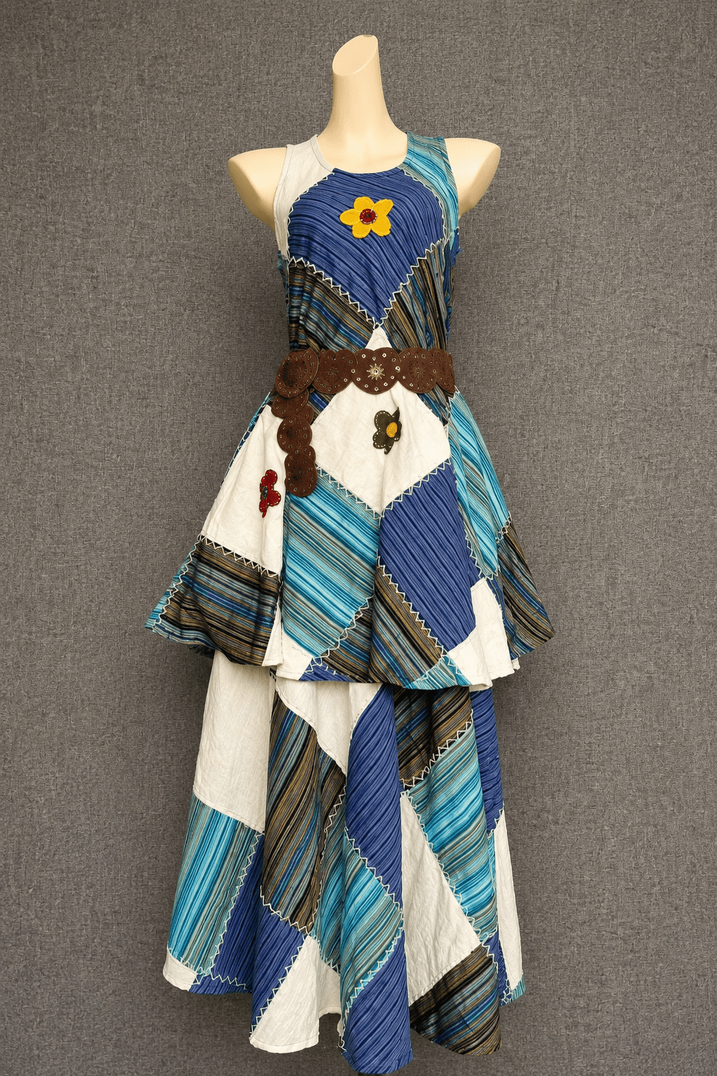 Patchwork Muse Boho Layered Midi Dress - MYSILVERWIND