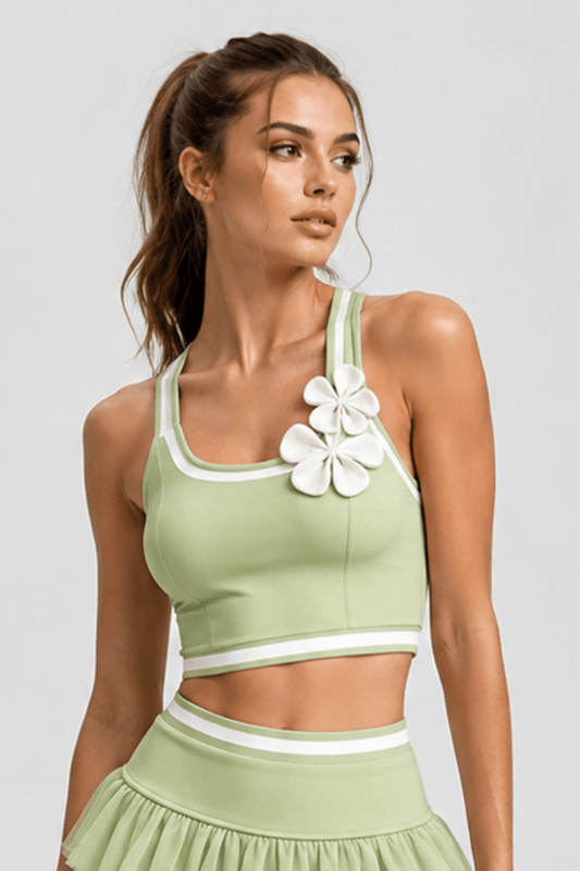 Petalune 3D Flower Crisscross Back Active Top - MYSILVERWIND