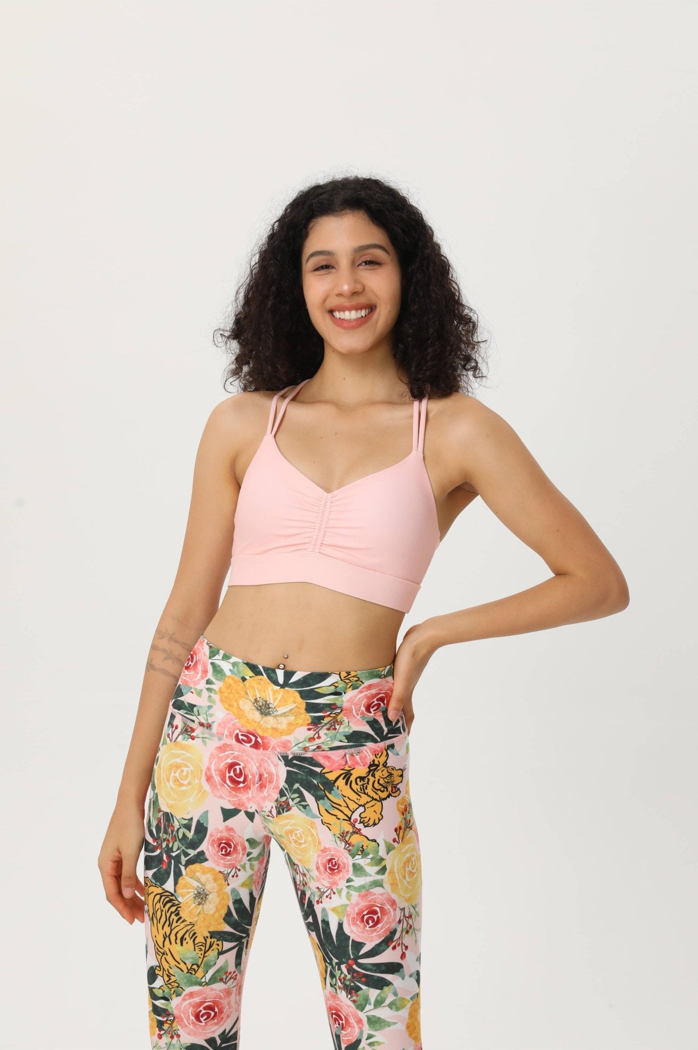Pink Rose Weave Back Sports Bra - MYSILVERWIND