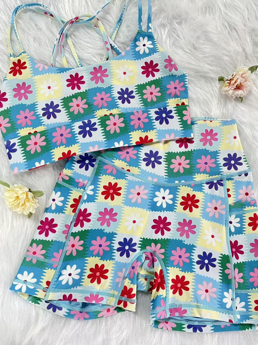 *Pre - Order* Blooming Patch Limited Workout Set - Blue - MYSILVERWIND