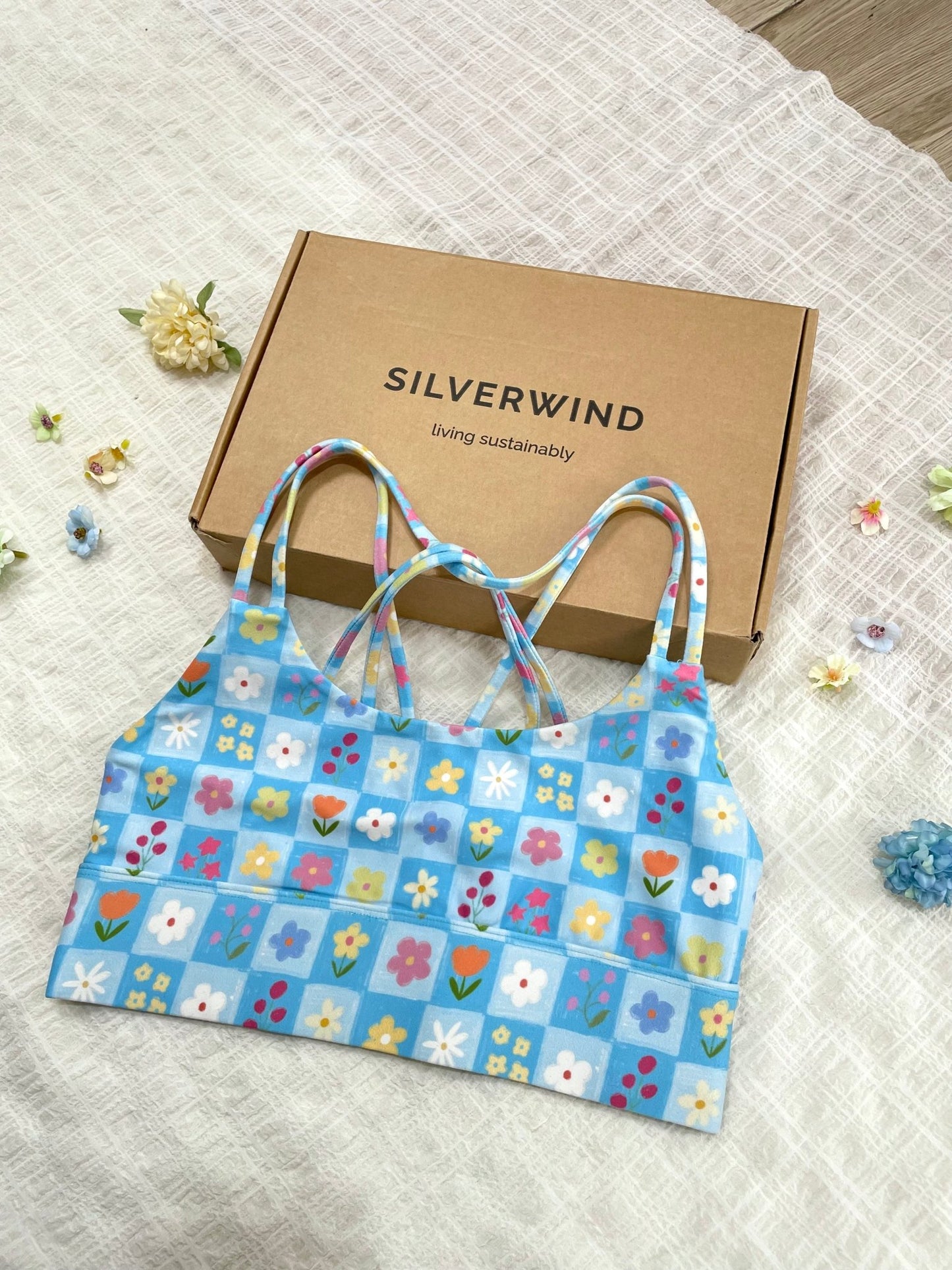 *Pre - Order* Blue Flower Grid Limited Workout Set - MYSILVERWIND
