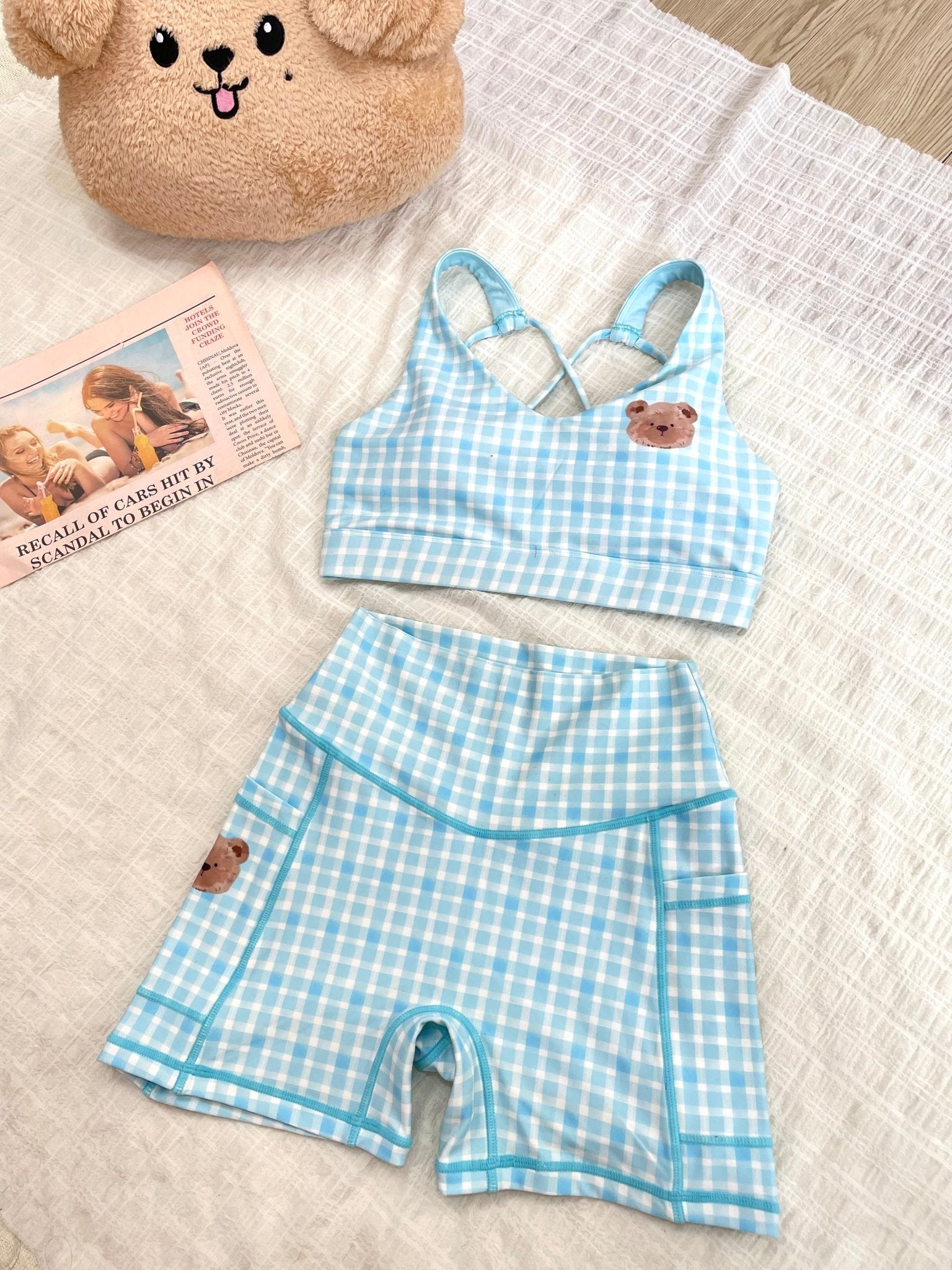 *Pre - Order* Blue Gingham Bear Limited Workout Set - MYSILVERWIND