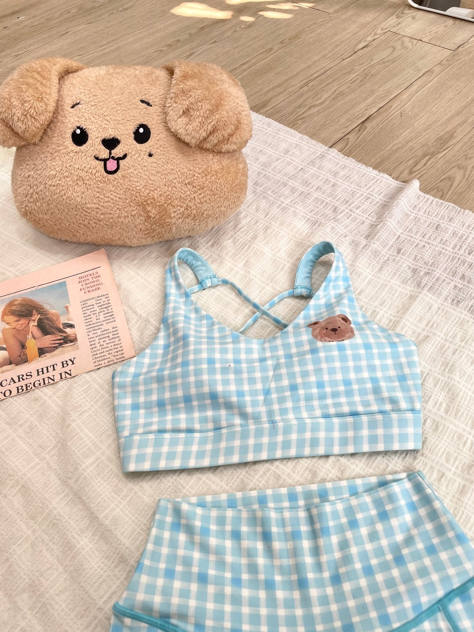 *Pre - Order* Blue Gingham Bear Limited Workout Set - MYSILVERWIND