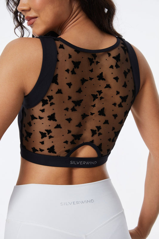 *Pre - order* Butterfly Kiss Mesh Bra - Vintage Black - MYSILVERWIND