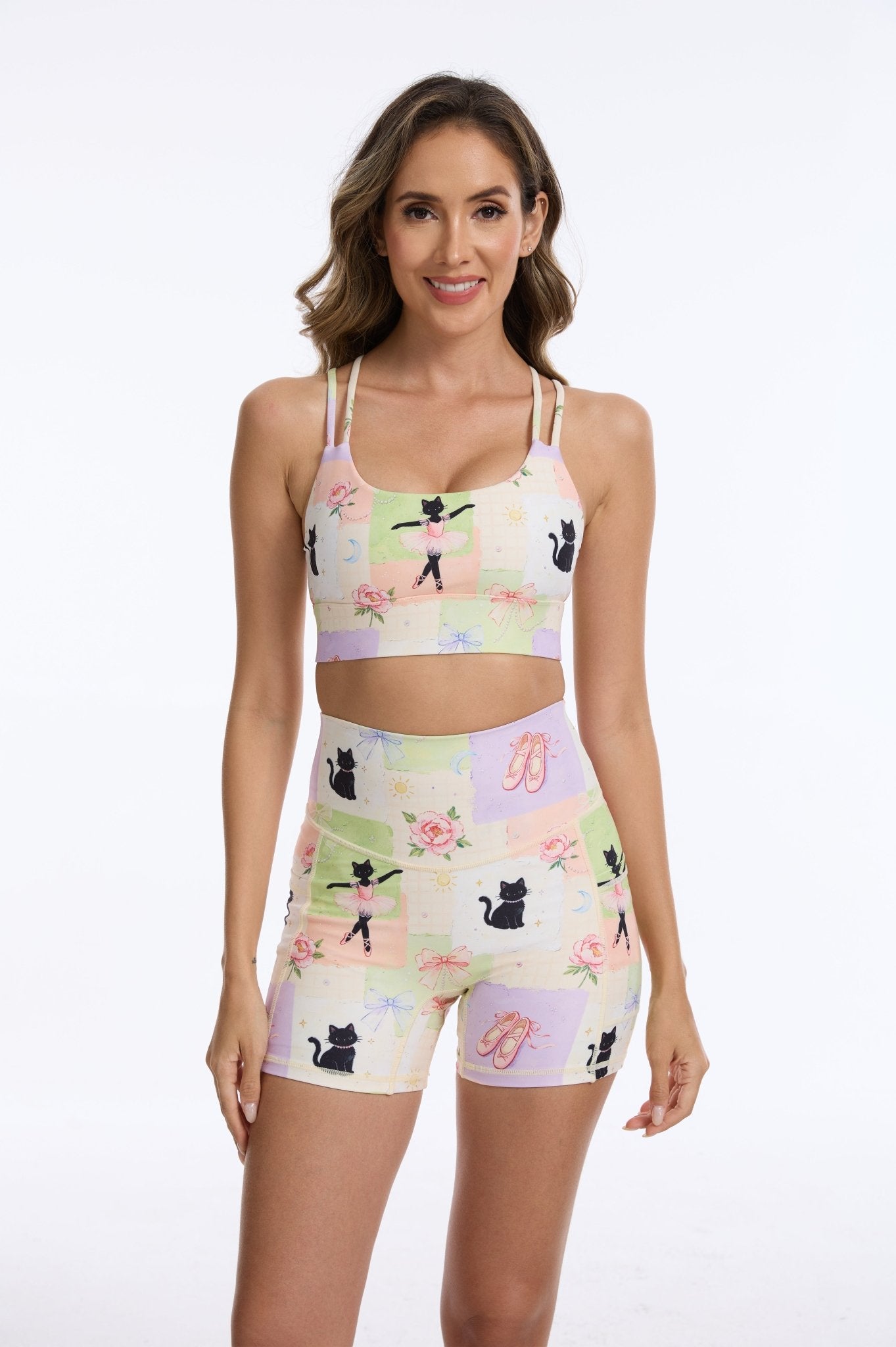 *Pre-Order* Dancing Cat Strappy Sports Bra - MYSILVERWIND