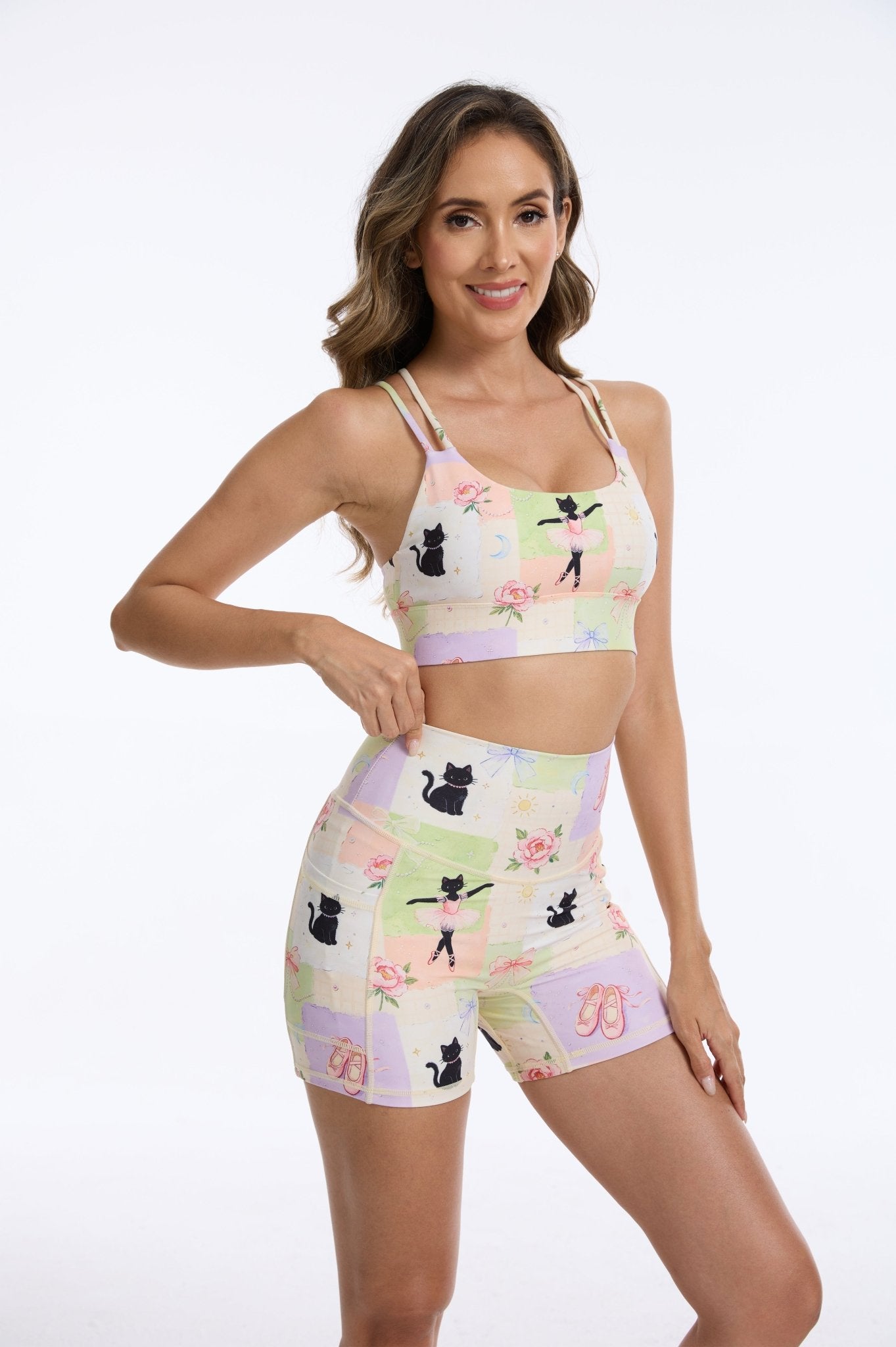 *Pre-Order* Dancing Cat Strappy Sports Bra - MYSILVERWIND
