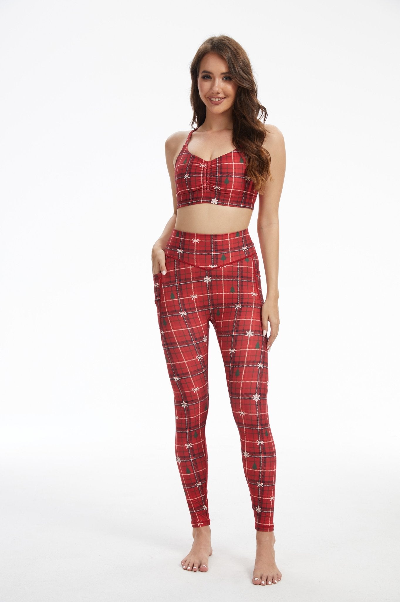 *Pre - Order* Festive Tartan Weave Back Sports Bra - MYSILVERWIND