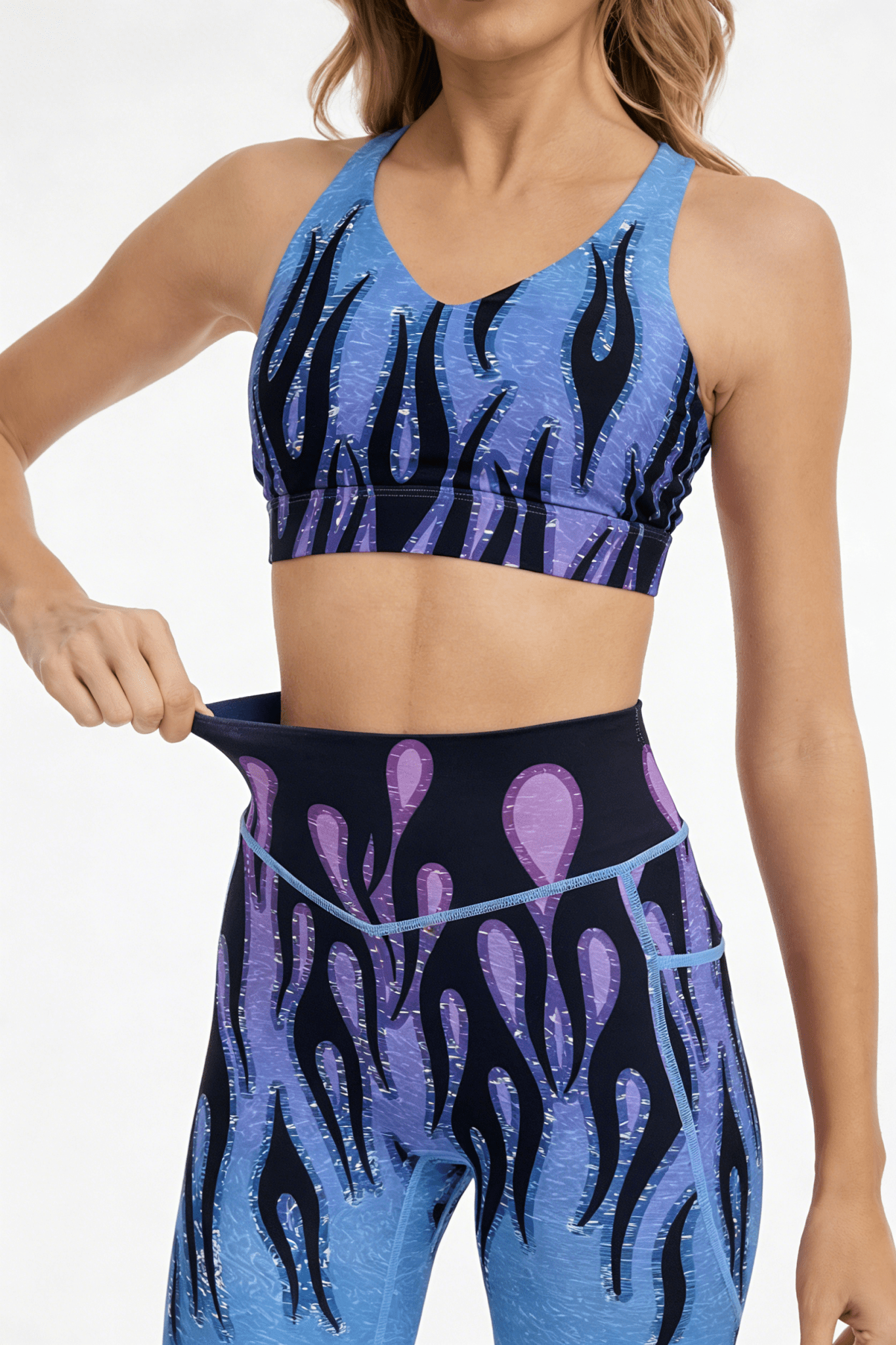 *Pre - Order* Flame High - waisted Leggings With Pockets - Blue - MYSILVERWIND