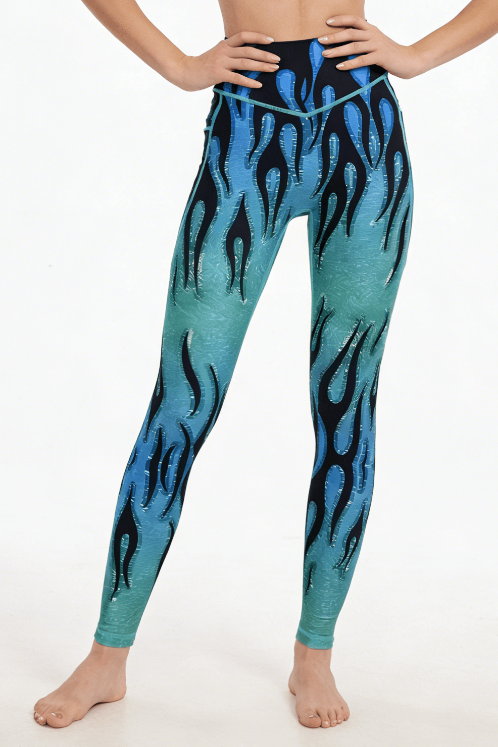 *Pre - Order* Flame High - waisted Leggings With Pockets - Green - MYSILVERWIND