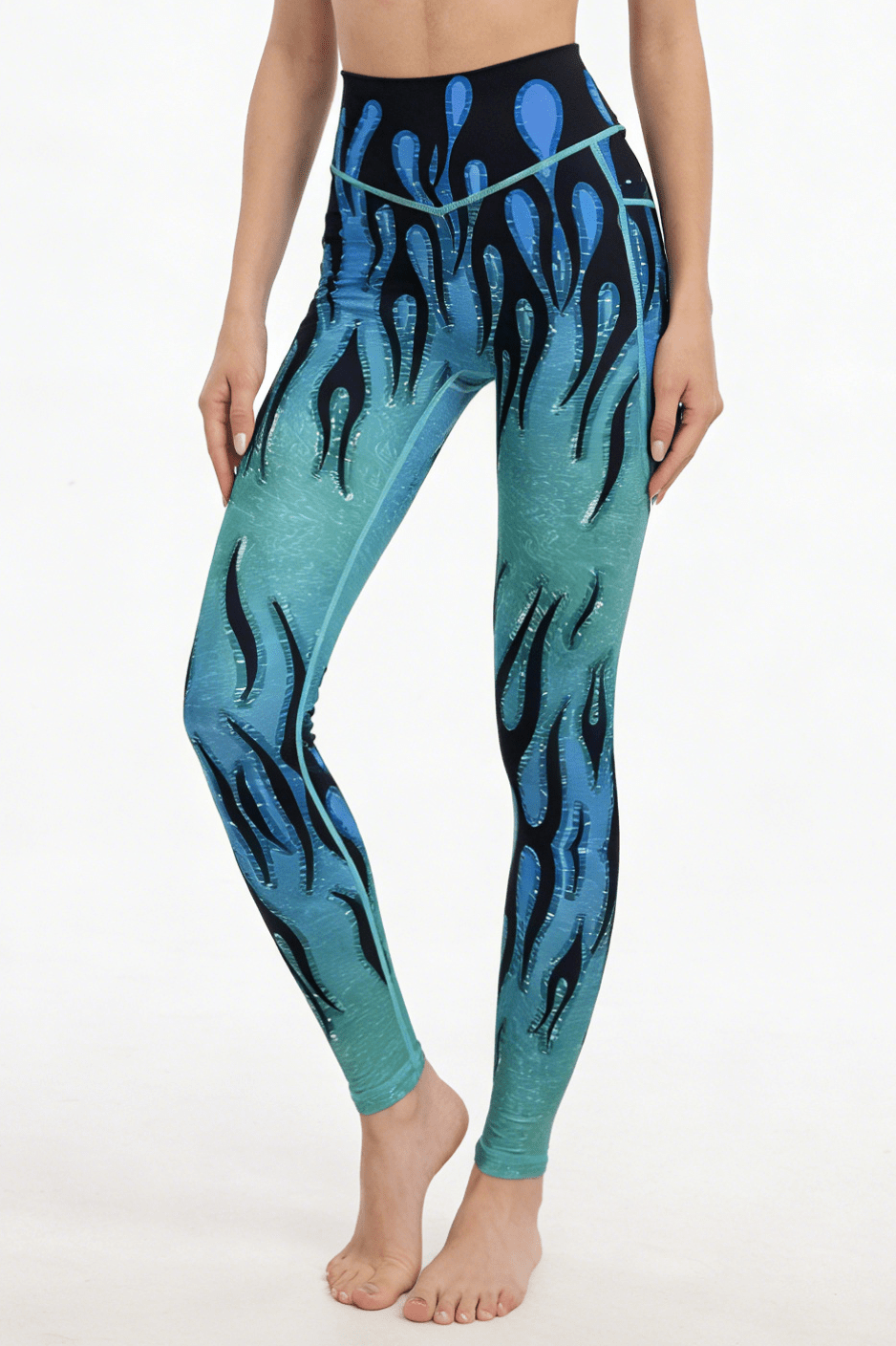 *Pre - Order* Flame High - waisted Leggings With Pockets - Green - MYSILVERWIND