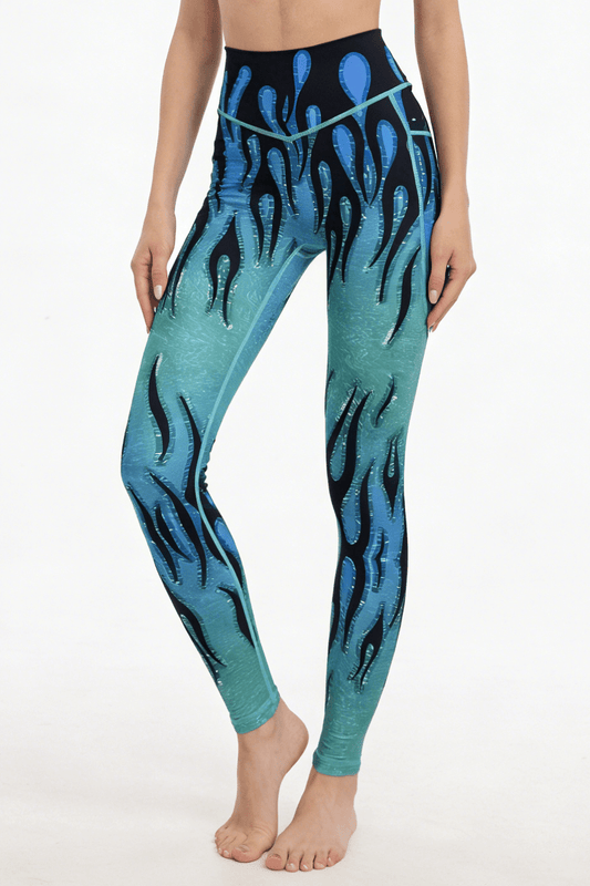*Pre - Order* Flame High - waisted Leggings With Pockets - Green - MYSILVERWIND