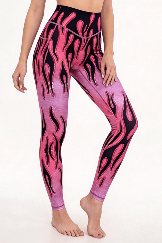 *Pre - Order* Flame High - waisted Leggings With Pockets - Purple - MYSILVERWIND