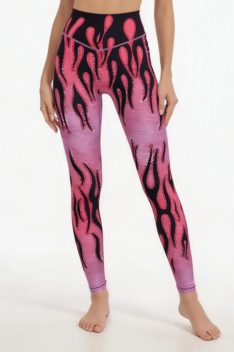 *Pre - Order* Flame High - waisted Leggings With Pockets - Purple - MYSILVERWIND