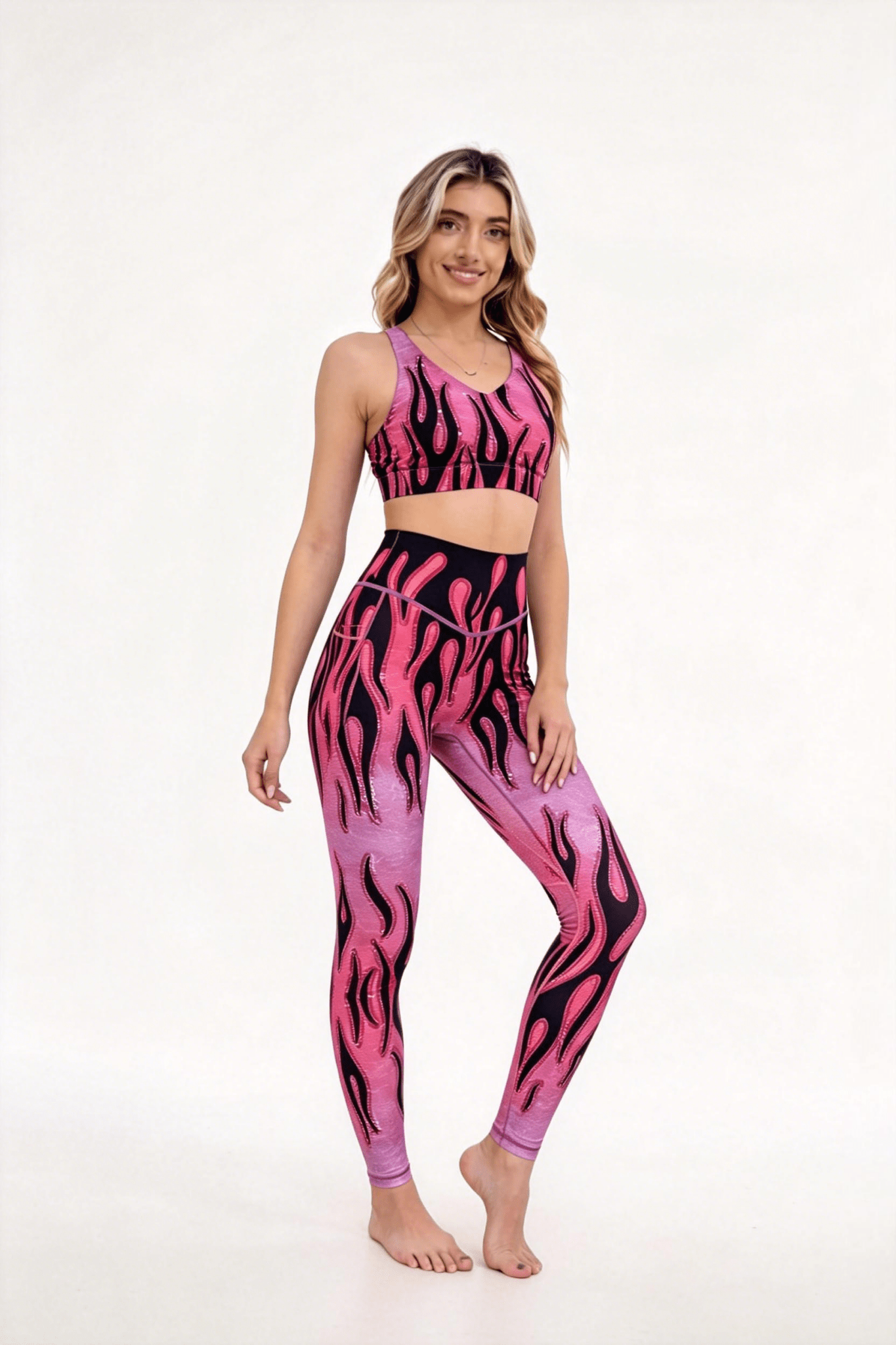 *Pre - Order* Flame High - waisted Leggings With Pockets - Purple - MYSILVERWIND