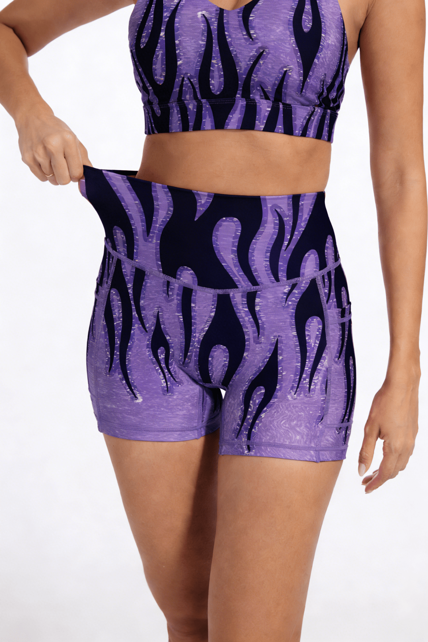 *Pre - Order* Flame High - Waisted Shorts With Pockets - Indigo - MYSILVERWIND