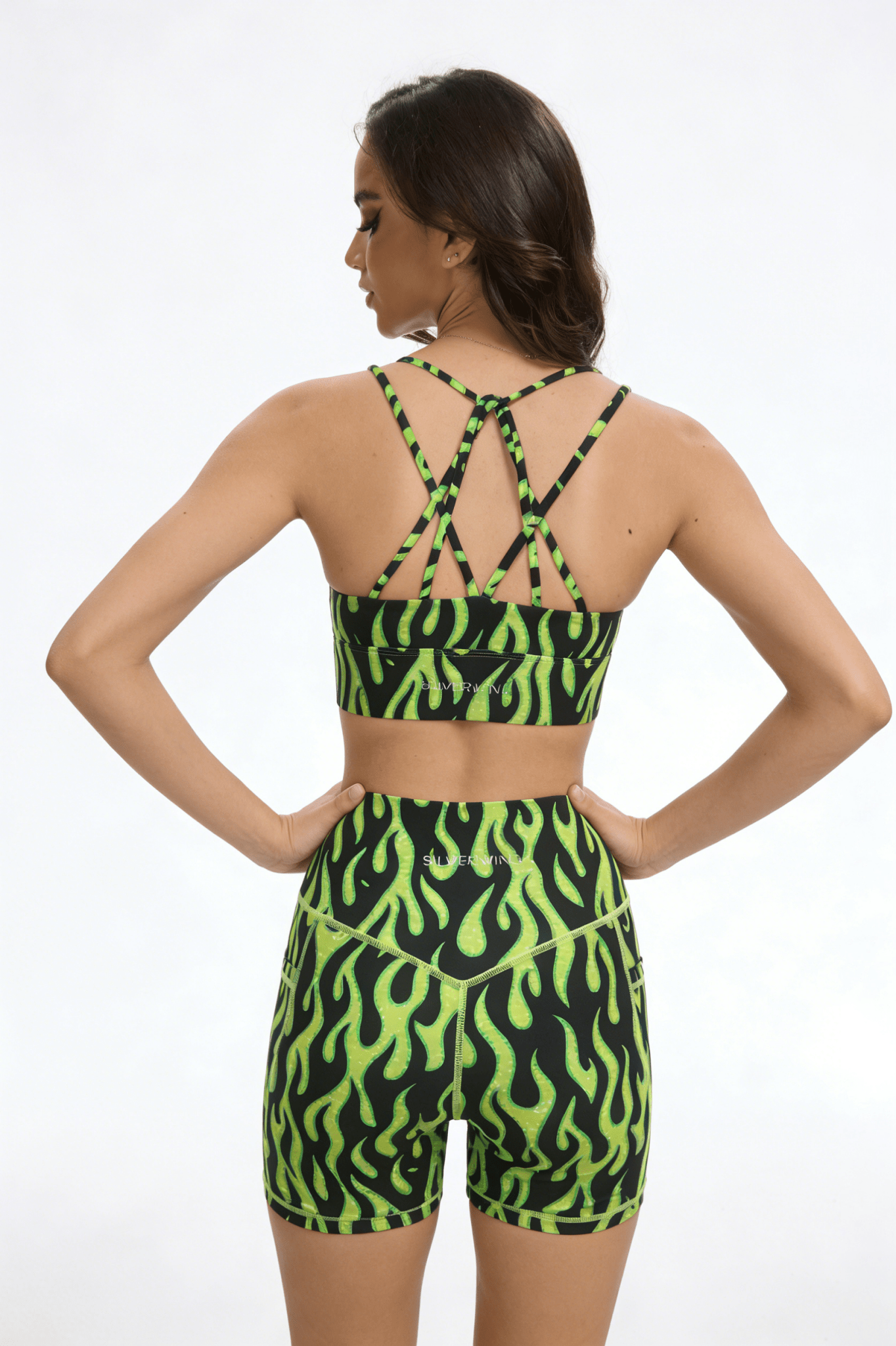 *Pre - Order* Flame High - Waisted Shorts With Pockets - Lime Green - MYSILVERWIND